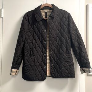 Classic black Burberry quilted jacket. Size small